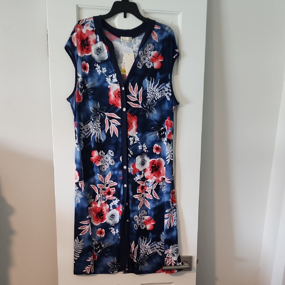 Floral Navy Sleeveless Dress